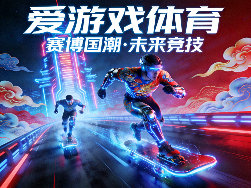 爱游戏体育赛博国潮主题主视觉图 - 未来科技体育竞技场景