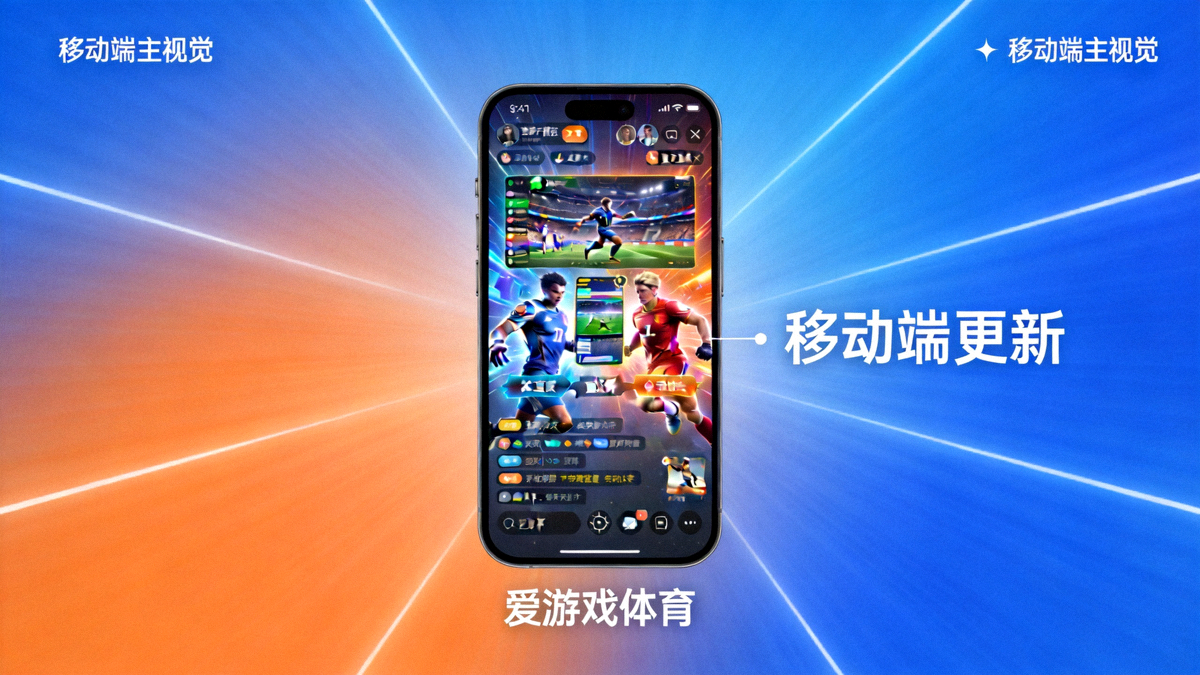 爱游戏体育移动端更新主视觉图 - 手机屏幕上展示全新游戏界面