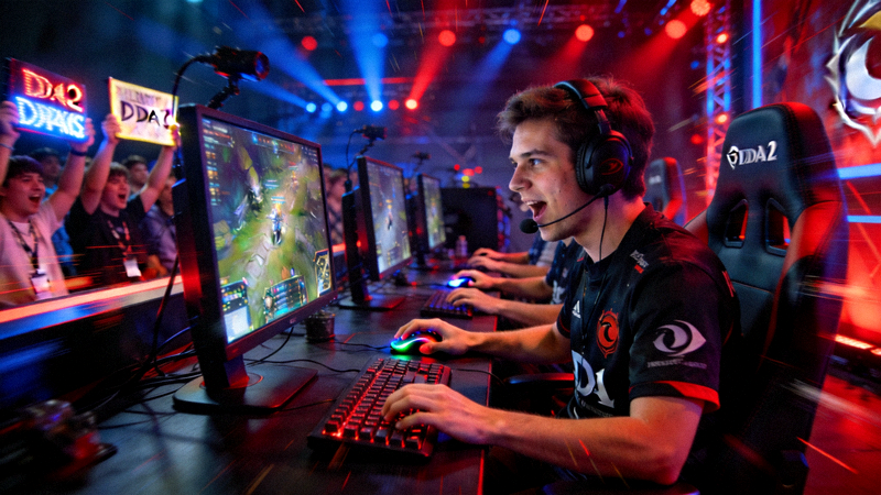 DOTA2国际邀请赛比赛现场选手激烈操作画面
