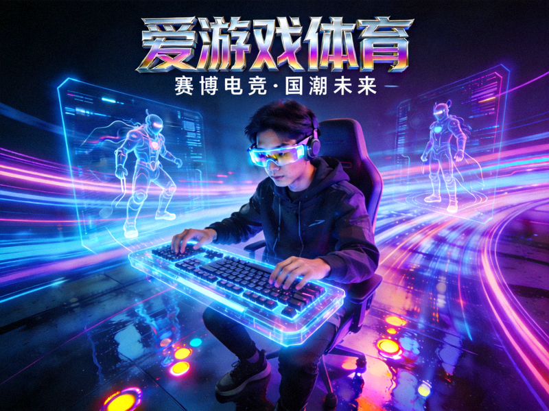 爱游戏体育赛博国潮主题主视觉图 - 未来科技感电子竞技场景与霓虹灯光