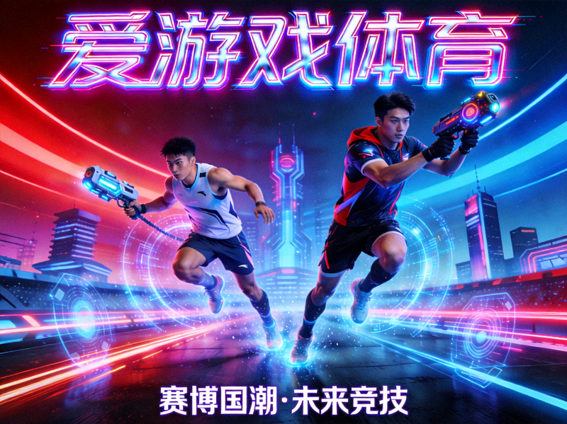 爱游戏体育赛博国潮主题主视觉图 - 未来科技体育竞技场景与霓虹灯效