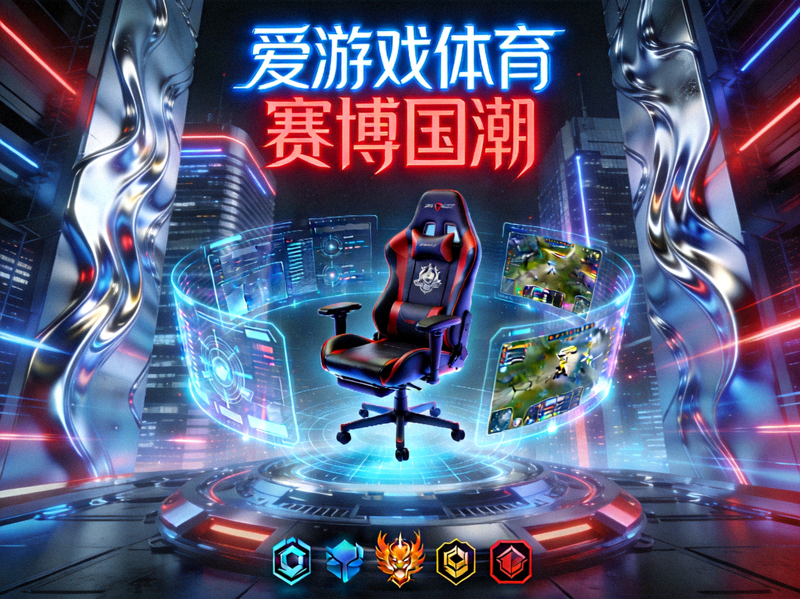 爱游戏体育赛博国潮主视觉图 - 未来科技感电子竞技游戏场景